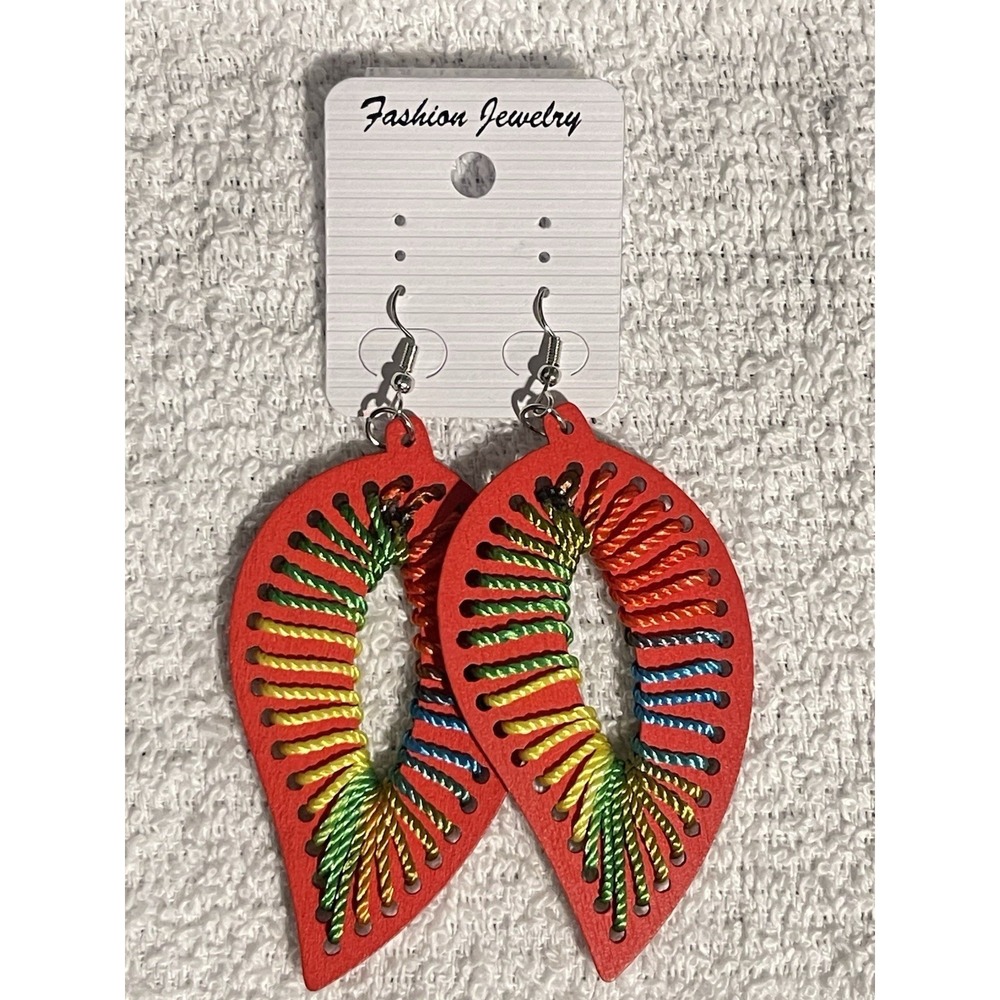 Handcrafted Red Leaf Statement Earrings